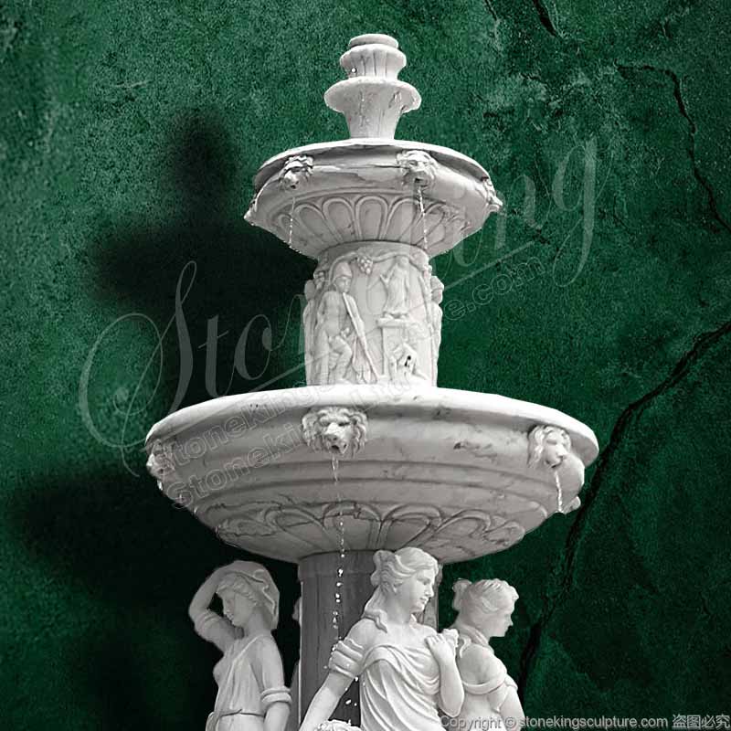 Tall Outdoor White Marble Yard Water Fountains with woman statues for direct supply