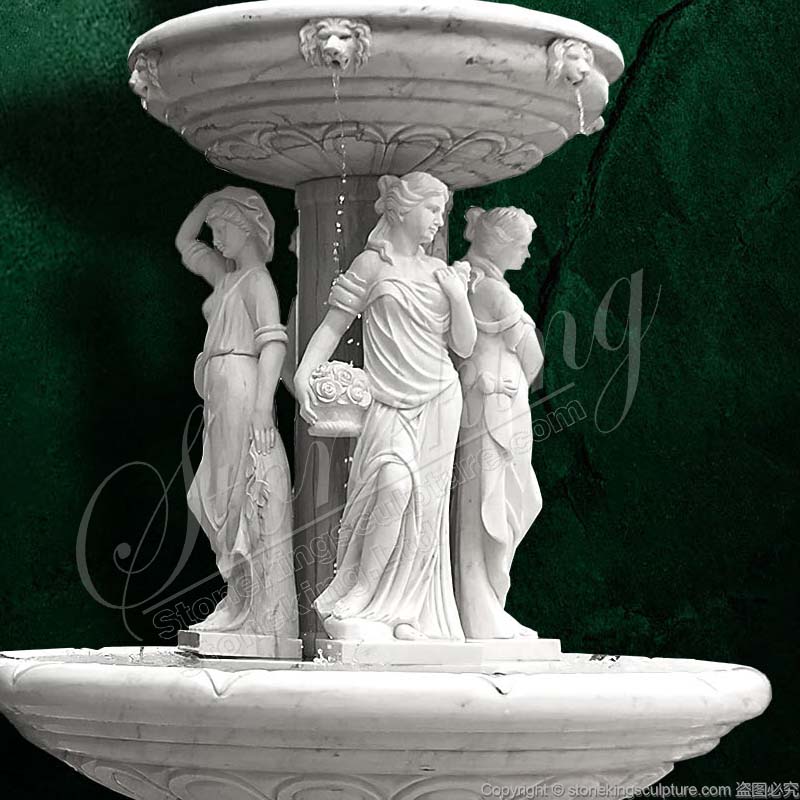 Tall Outdoor White Marble Yard Water Fountains with woman statues for direct supply