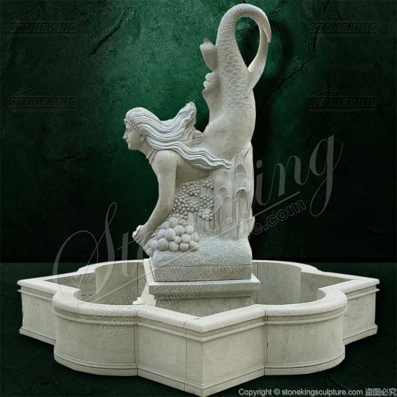 Hot Sale Marble Mermaid Water Fountain for Hotel or Beach Resort Decoration 