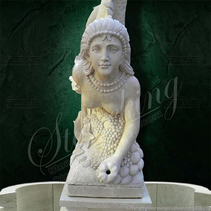 Hot Sale Marble Mermaid Water Fountain for Hotel or Beach Resort Decoration 