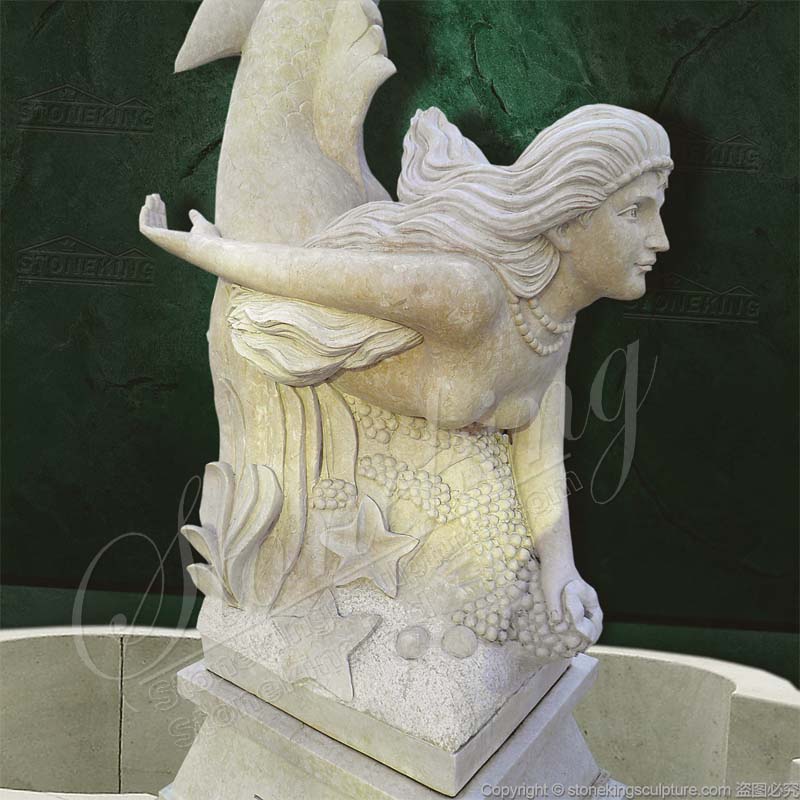 Hot Sale Marble Mermaid Water Fountain for Hotel or Beach Resort Decoration 