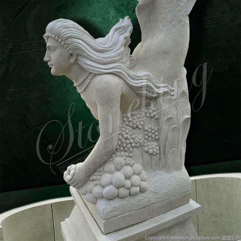 Hot Sale Marble Mermaid Water Fountain for Hotel or Beach Resort Decoration 