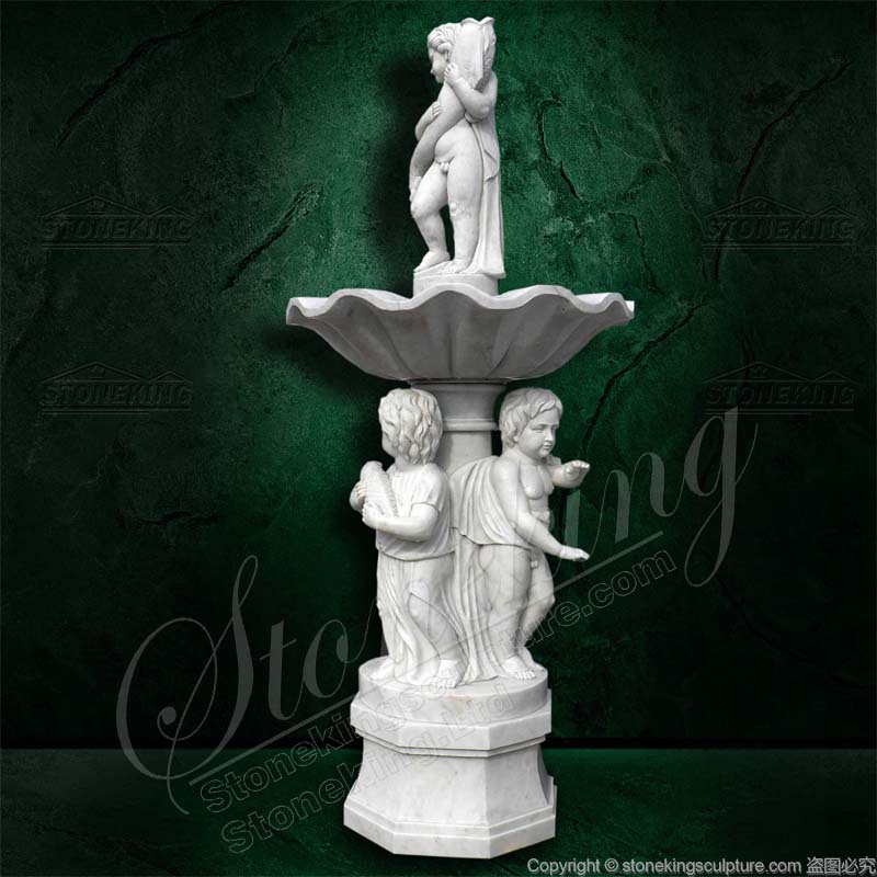 Factory Price Outdoor Yard White Marble Children Water Fountain for home or lawn ornaments