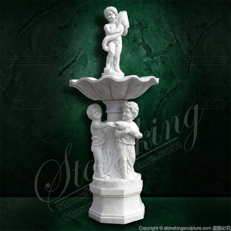 Factory Price Outdoor Yard White Marble Children Water Fountain for home or lawn ornaments