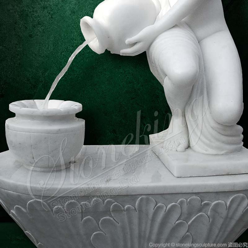 Wholesale Hand Carved Nude Woman Statue White Marble Water Fountain for courtyard decoration