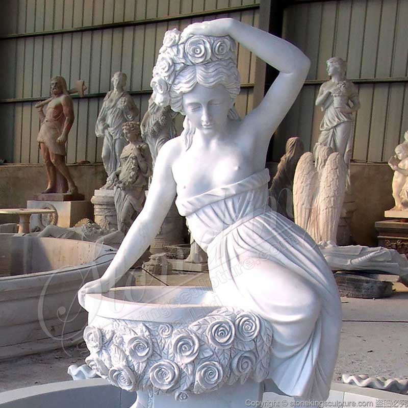 Factory Price Front Yard Natural Marble Lady Statue Water Fountain for outdoor landscaping