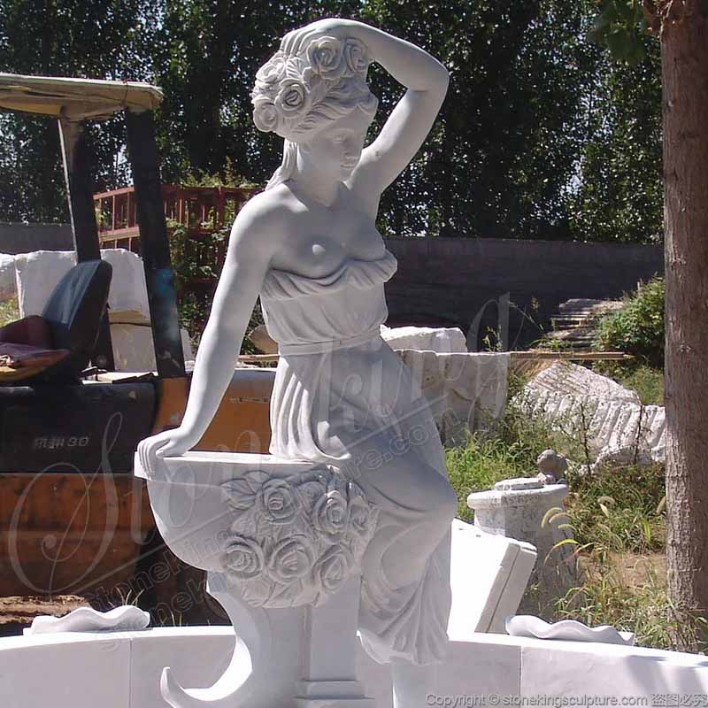 Factory Price Front Yard Natural Marble Lady Statue Water Fountain for outdoor landscaping