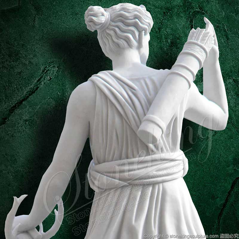 Factory Sales Greek Goddess Marble Artemis Statue Hunting with a deer for outdoor gardens