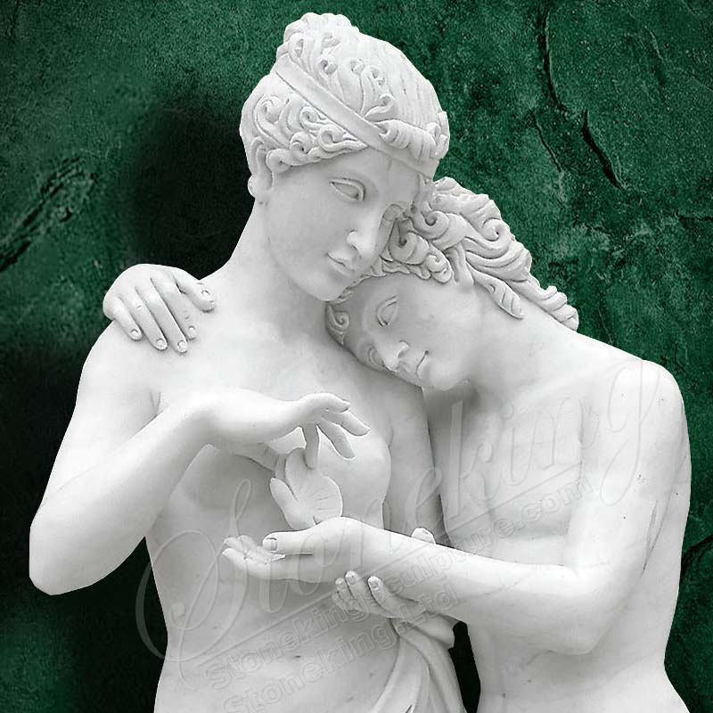 Famous Neoclassical Sculpture Standing Cupid and Psyche Marble Statue for sale