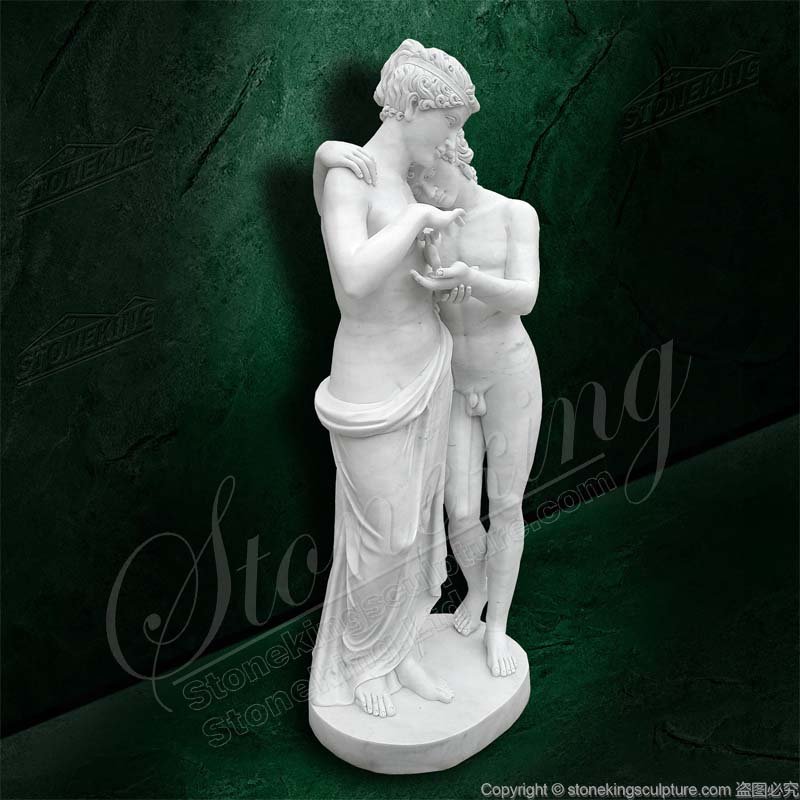 Famous Neoclassical Sculpture Standing Cupid and Psyche Marble Statue for sale