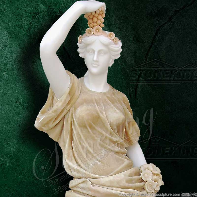 Supplier Outdoor Life Size Beige Marble Carving Female Statues for Lawn Decor and Landscape Ornaments