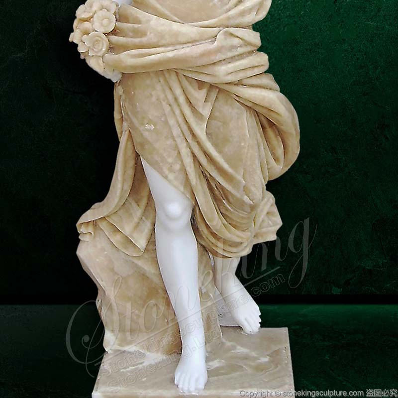 Supplier Outdoor Life Size Beige Marble Carving Female Statues for Lawn Decor and Landscape Ornaments