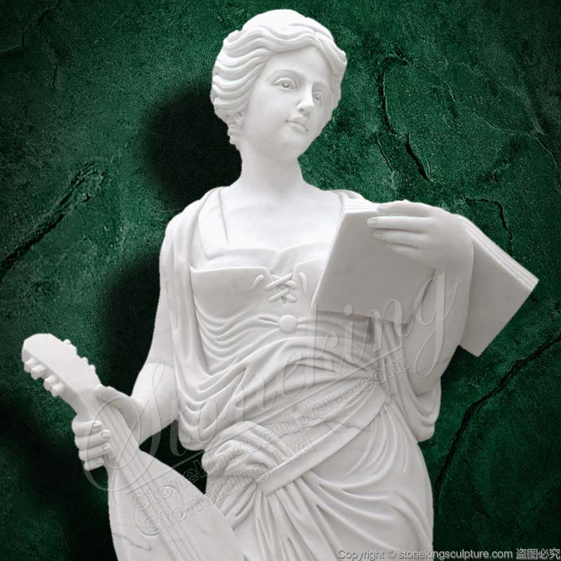 Wholesale White Marble Musical Woman Statue with a Lute for home decor