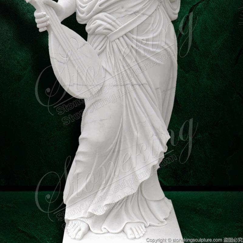 Wholesale White Marble Musical Woman Statue with a Lute for home decor