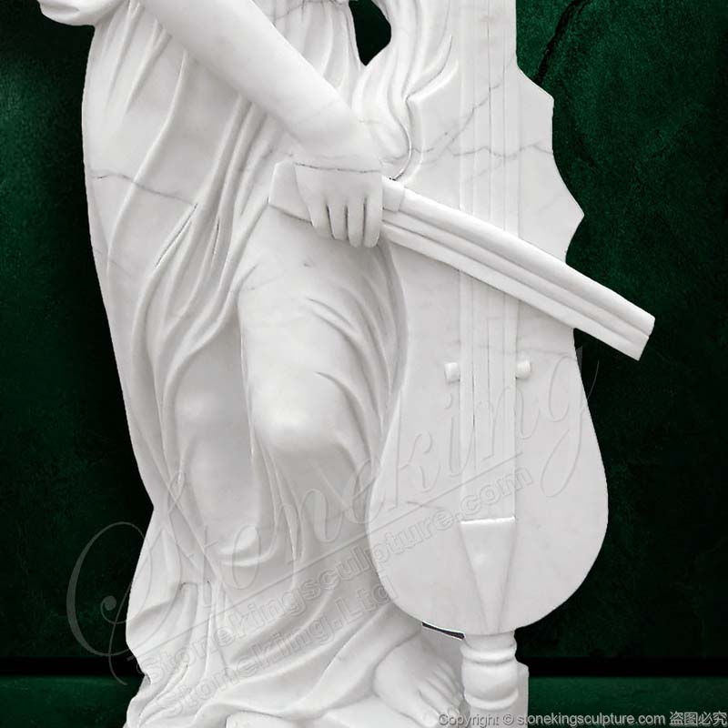 Handcrafted Musician Woman Playing Cello Marble Statue for outdoors or indoors