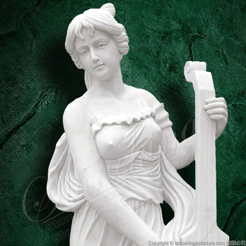 Handcrafted Musician Woman Playing Cello Marble Statue for outdoors or indoors