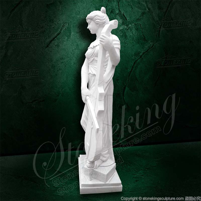 Handcrafted Musician Woman Playing Cello Marble Statue for outdoors or indoors