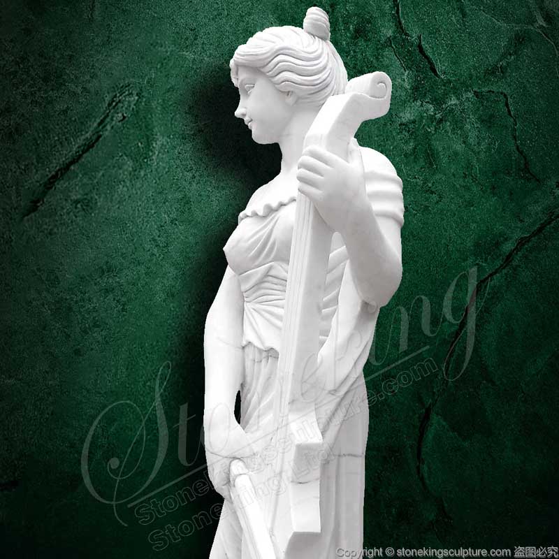 Handcrafted Musician Woman Playing Cello Marble Statue for outdoors or indoors