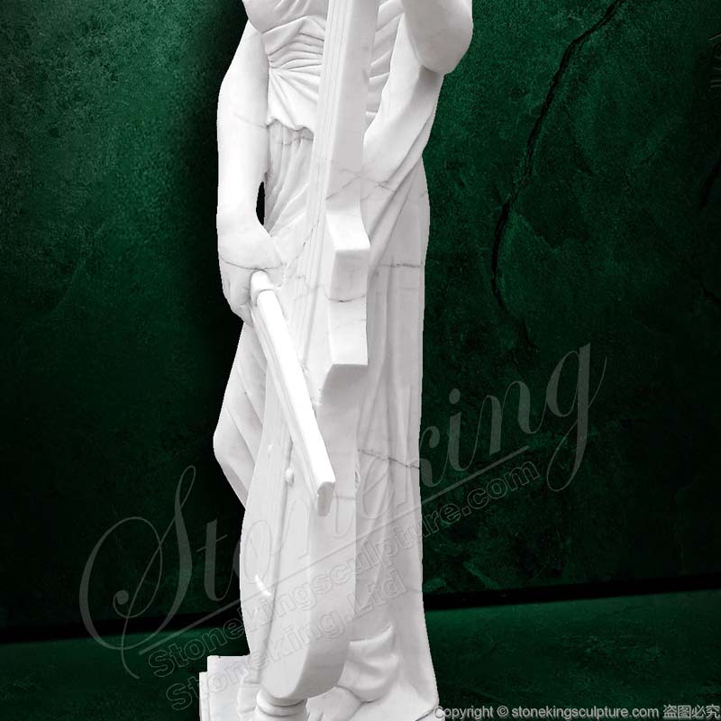 Handcrafted Musician Woman Playing Cello Marble Statue for outdoors or indoors