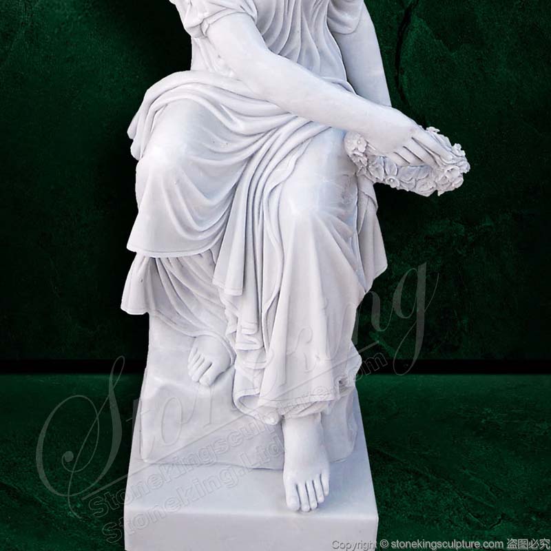 Marble Memorial Garden Angel Statue holding Wreath for outdoor home decor or cemetery or graves 