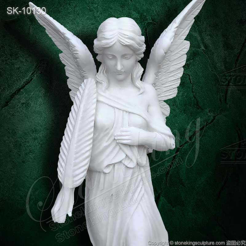  Factory Supplier Natural Marble Guardian Angel Statue Holding Feather for garden