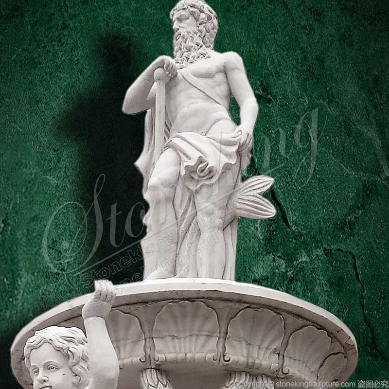 Landscape Grand White Marble Neptune Water Fountain with pond for outdoor park or lawn decor 