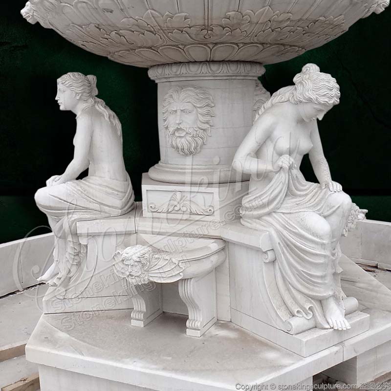 Landscape Grand White Marble Neptune Water Fountain with pond for outdoor park or lawn decor 