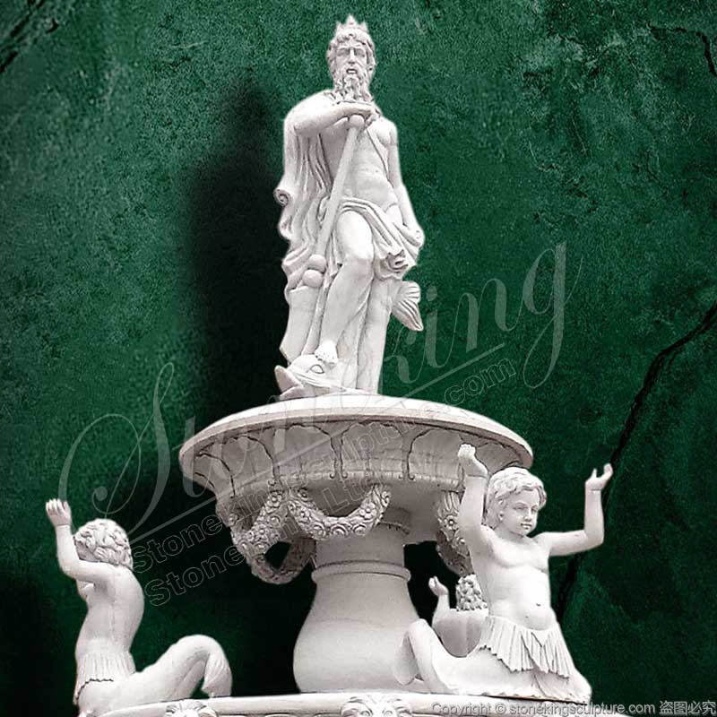 Landscape Grand White Marble Neptune Water Fountain with pond for outdoor park or lawn decor 