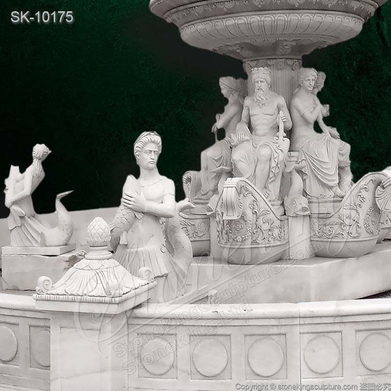 Factory Supply Large Garden Decoration Hand Carved White Marble Fountains for outdoor landscaping