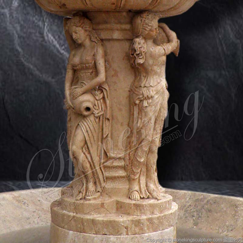 Top Quality Backyard Handmade Marble Water Fountain with Woman Sculptures for sale