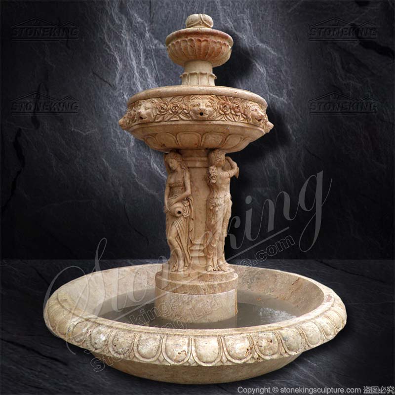 Top Quality Backyard Handmade Marble Water Fountain with Woman Sculptures for sale