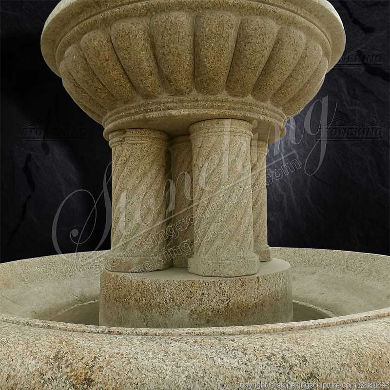 Outdoor Large Yellow Granite Water Fountain with Swans Garden Ornaments factory supply