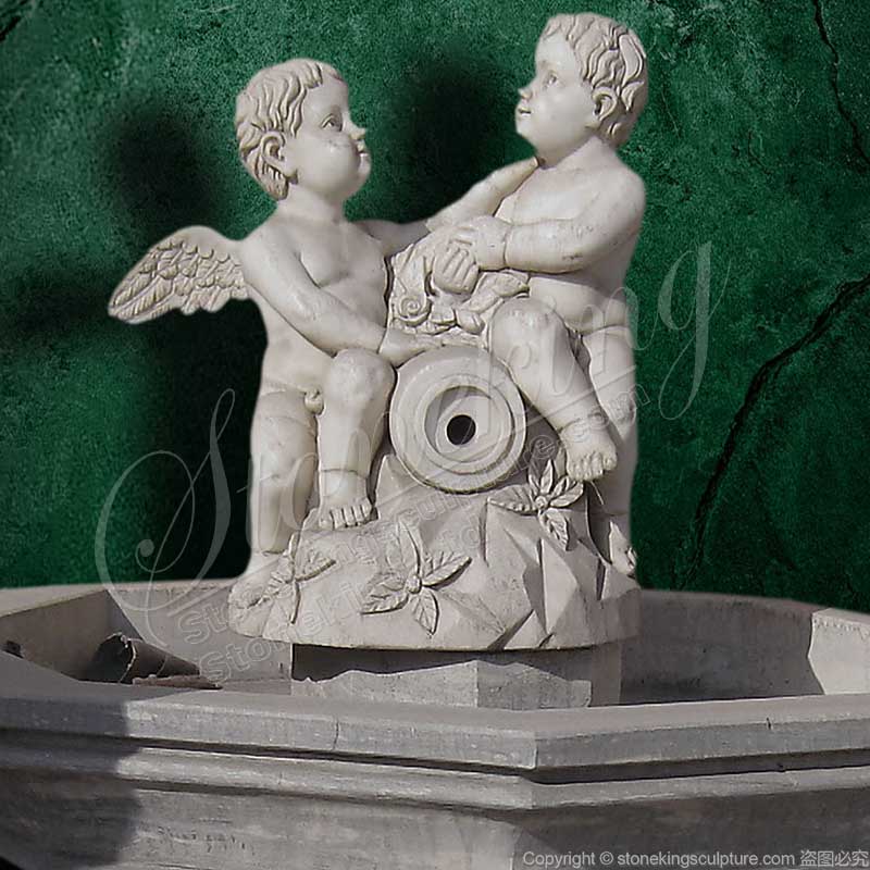 Sales Hand Carved White Marble Water Cherub Fountain for Backyard or Front Yard Decoration