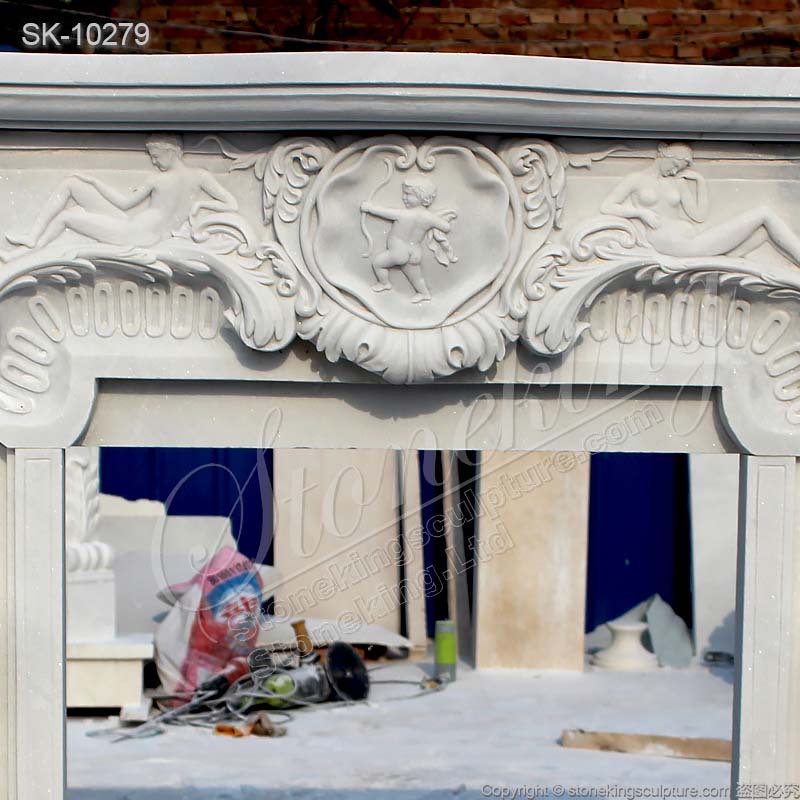 Handcrafted White Marble Angel Cherub Fireplace Surround Design Ideas for direct supply