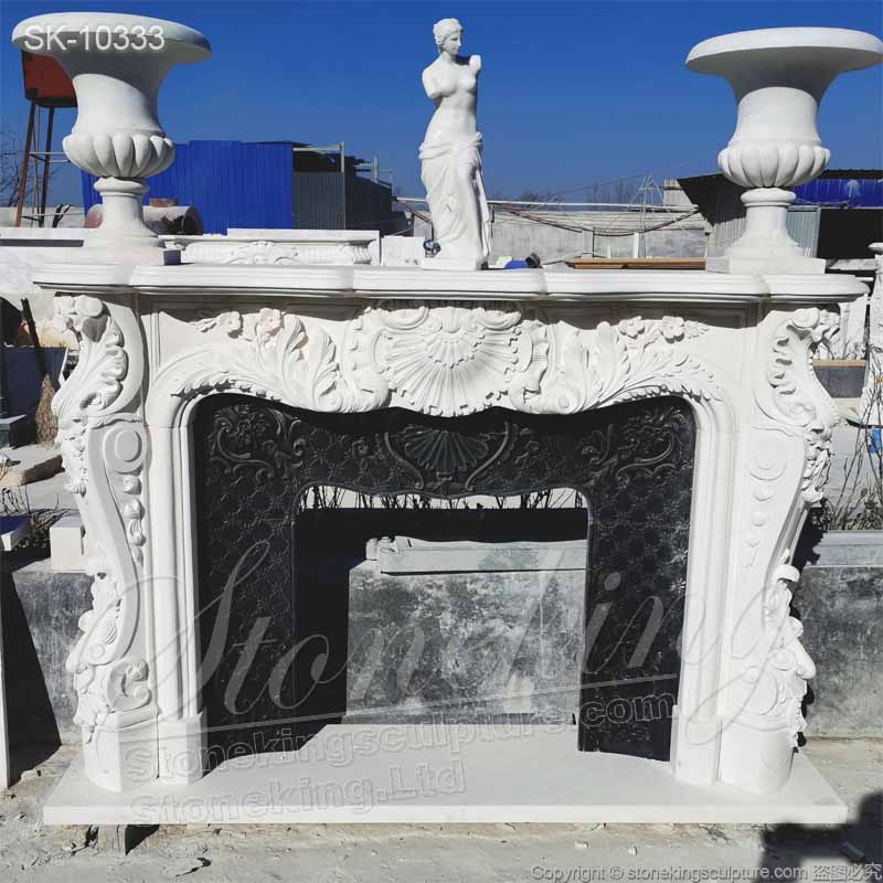 Manufacturer Solid White Marble French Country Fireplace Mantel Ideas for Interior Decoration