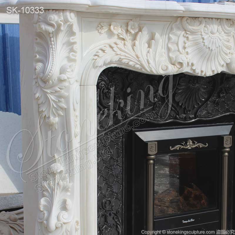 Manufacturer Solid White Marble French Country Fireplace Mantel Ideas for Interior Decoration