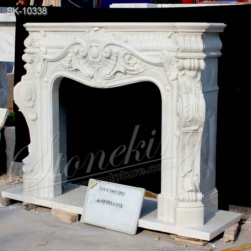 Factory Wholesale Antique White Marble French Style Fireplace Surround Ideas for Indoor Room decor