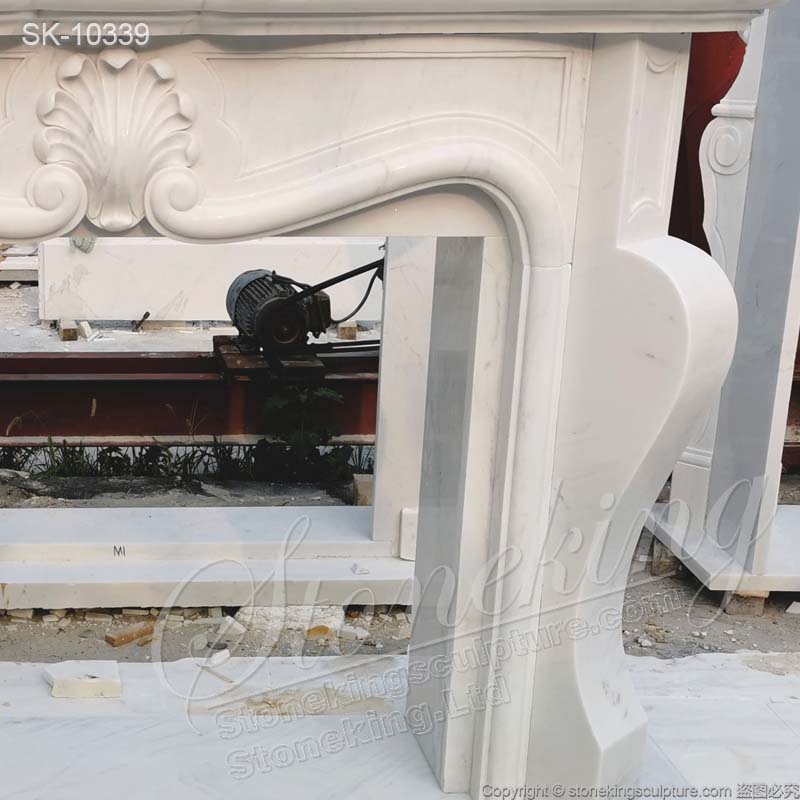 Indoor Decorative Modern French Style Natural White Marble Fireplace Mantel Shelf Ideas for sale 