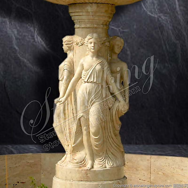 Outdoor Decorative Natural Stone Water Fountain with female sculptures of Factory Supplier