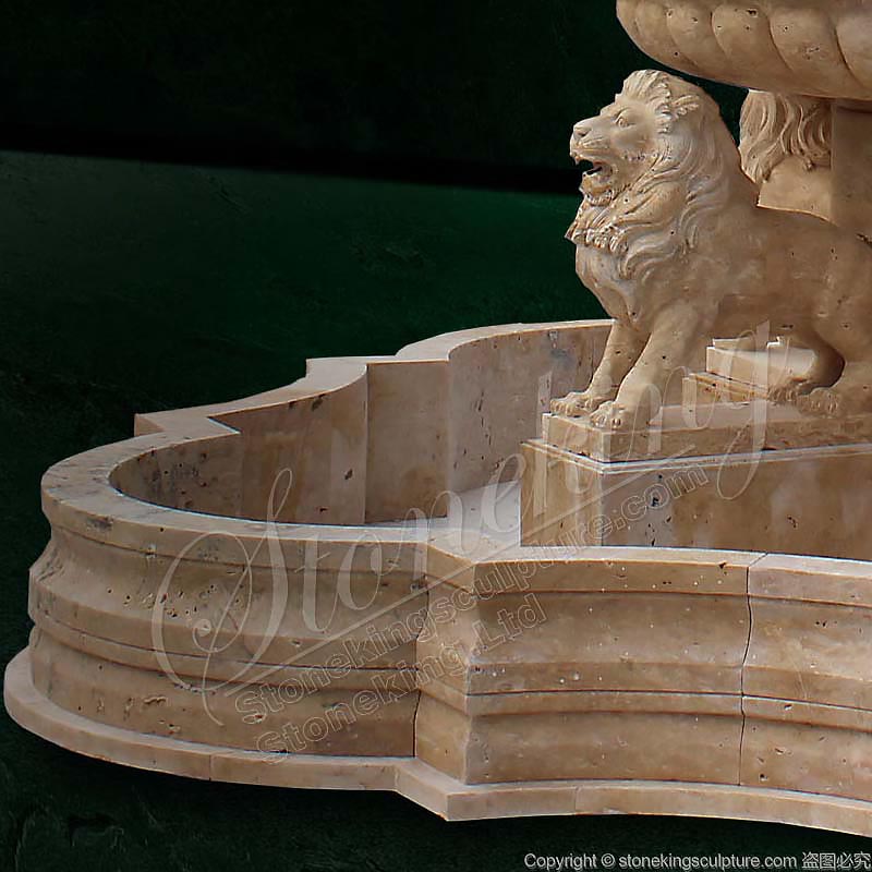 Large Patio Hand Carved Stone Water Fountain with Woman Sculptures and Lions factory price for sale 