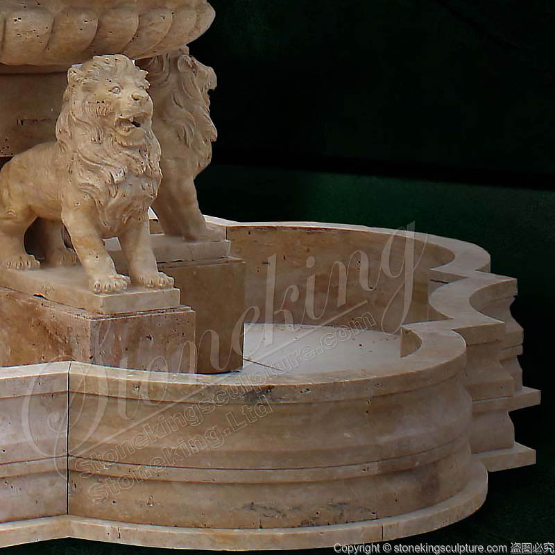 Large Patio Hand Carved Stone Water Fountain with Woman Sculptures and Lions factory price for sale 