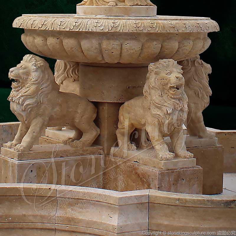 Large Patio Hand Carved Stone Water Fountain with Woman Sculptures and Lions factory price for sale 