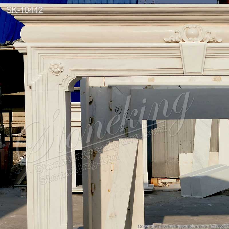 Manufacturer Hand Carved White Modern Marble Fireplace Surround of Bolection Design for sale 