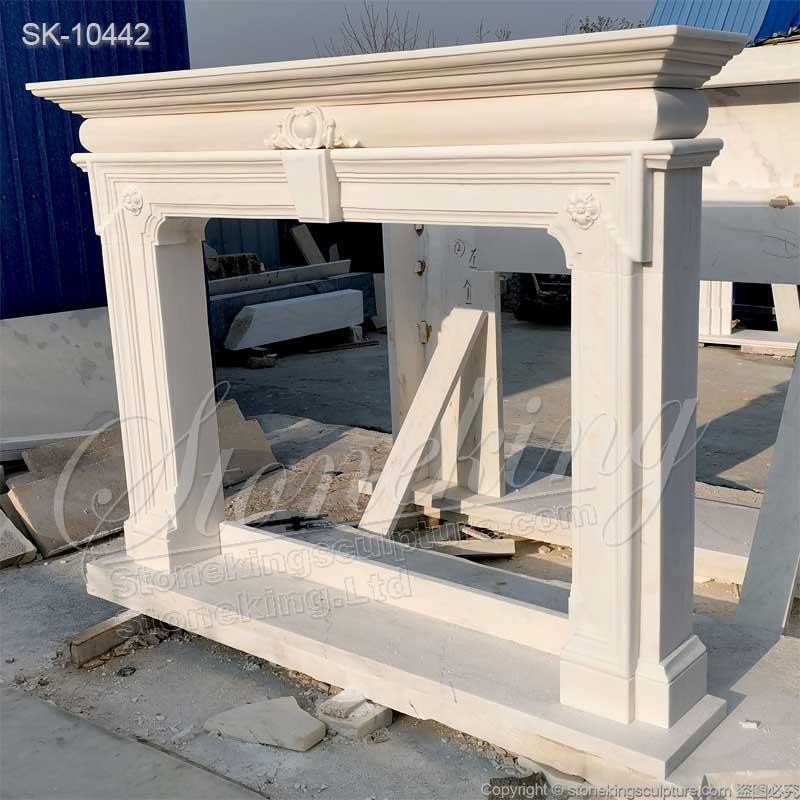 Manufacturer Hand Carved White Modern Marble Fireplace Surround of Bolection Design for sale 