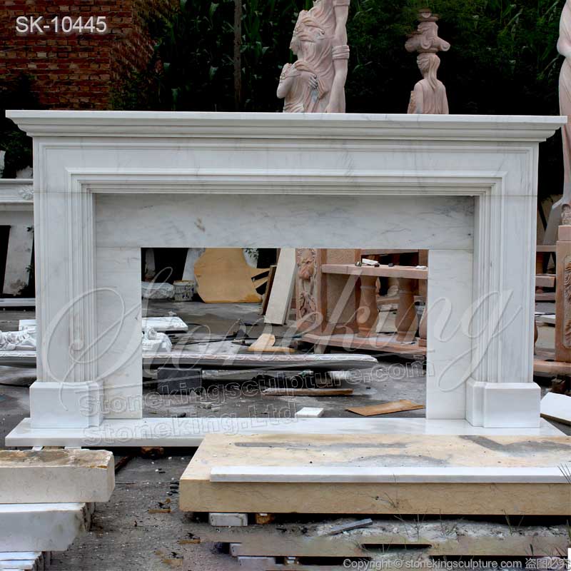 Factory Price White Marble Modern Fireplace Mantel Shelf for indoor or outdoor decoration for sale