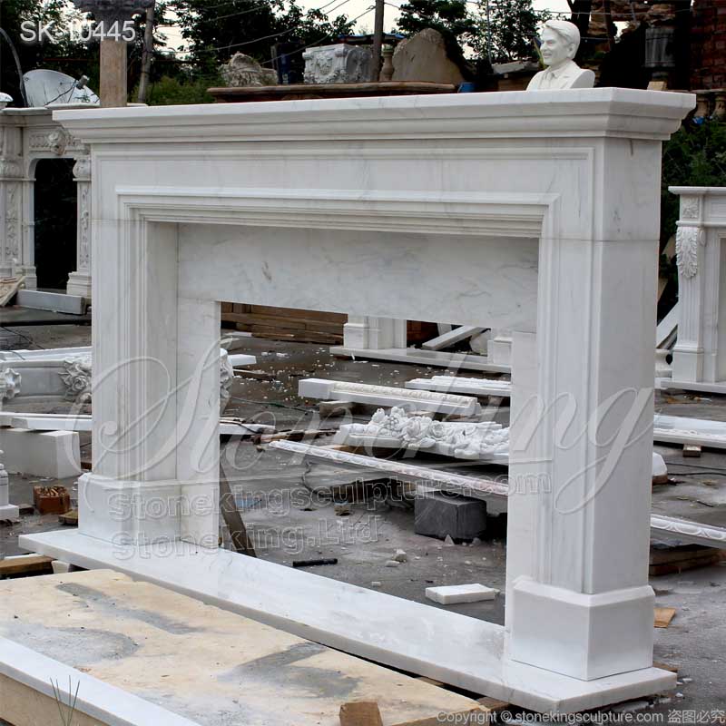 Factory Price White Marble Modern Fireplace Mantel Shelf for indoor or outdoor decoration for sale