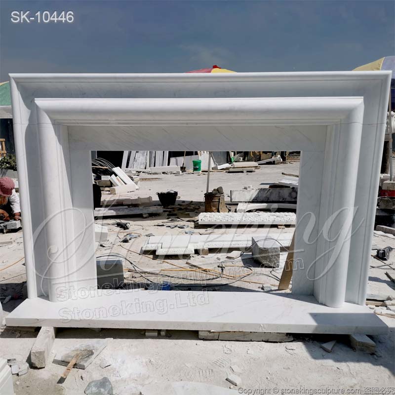 Bolection Moulding Natural White Marble Simple Modern Fireplace Surround Design for home decoration 