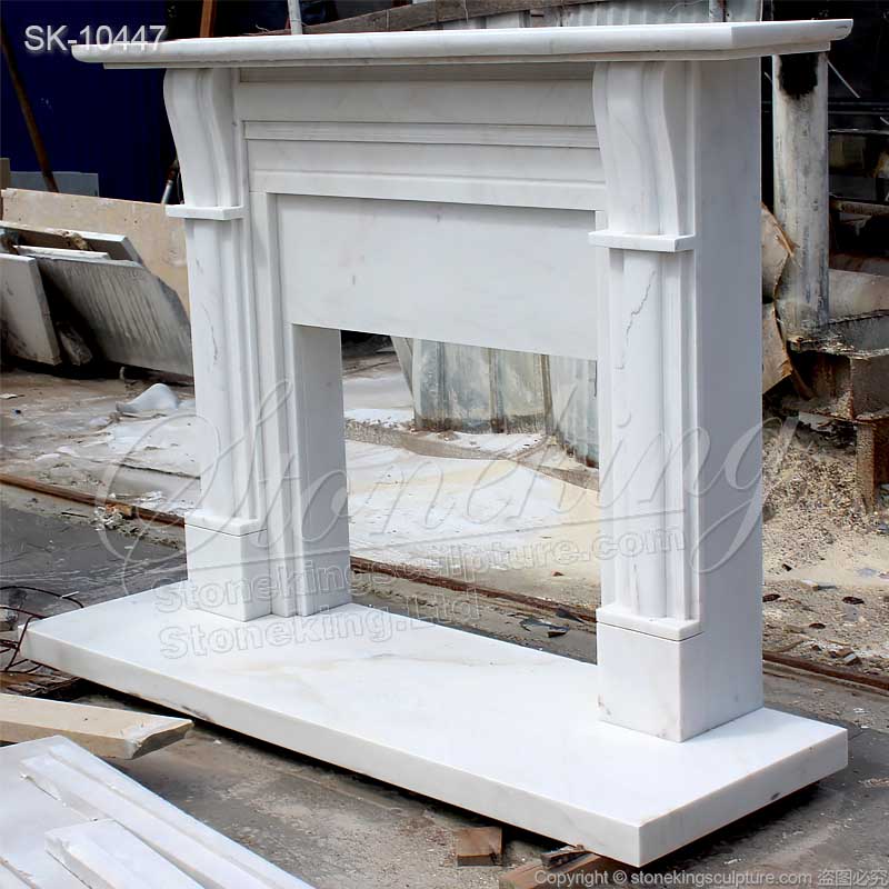 Indoor Decoration White Marble Modern Contemporary Fireplace Surround Design with corbels