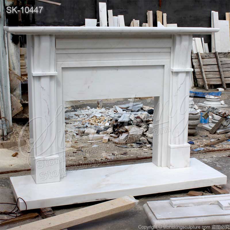 Indoor Decoration White Marble Modern Contemporary Fireplace Surround Design with corbels