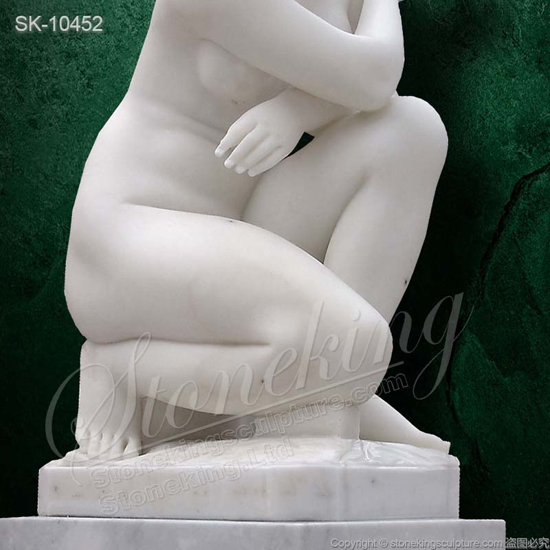 Famous Life Size White Marble Nude Crouching Venus Statue or Crouching Aphrodite Statue for sale 